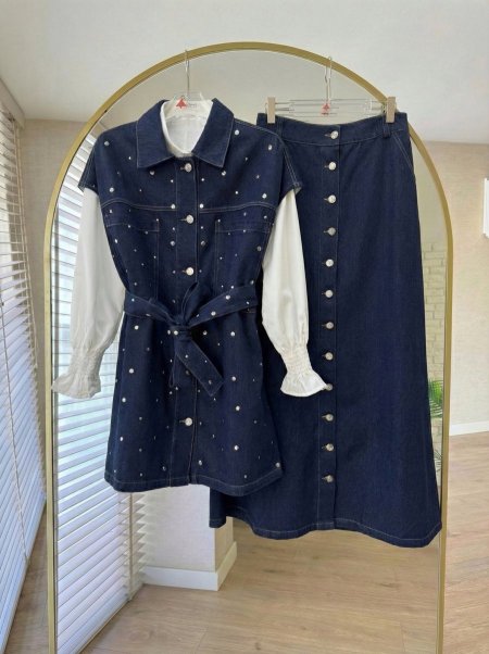 طقم جينز تنورة