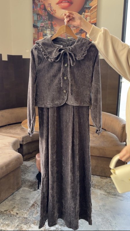 فستان مخمل قطعتين